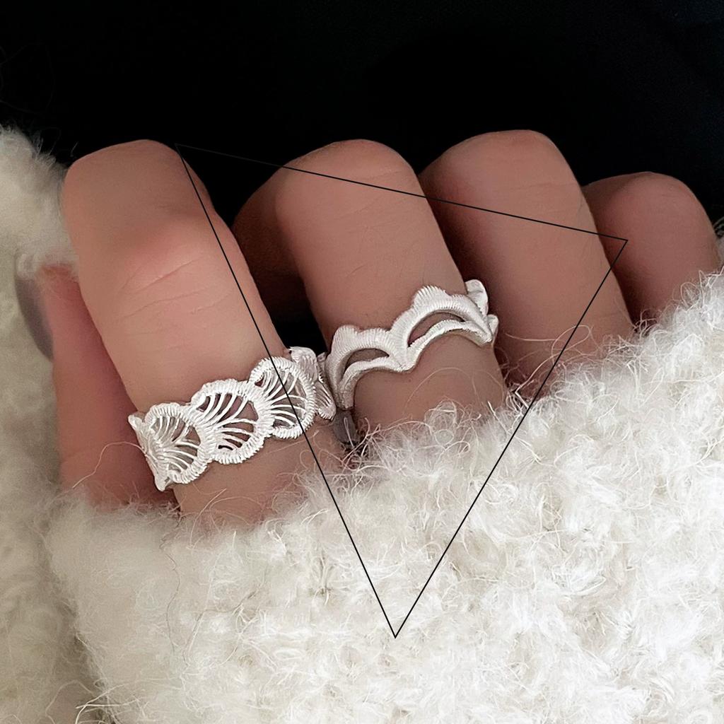 925 Silver Flower Lace Ring Korean Fashion Opening Inlaid CZ Adjustable Rings Valentine's Day Gift