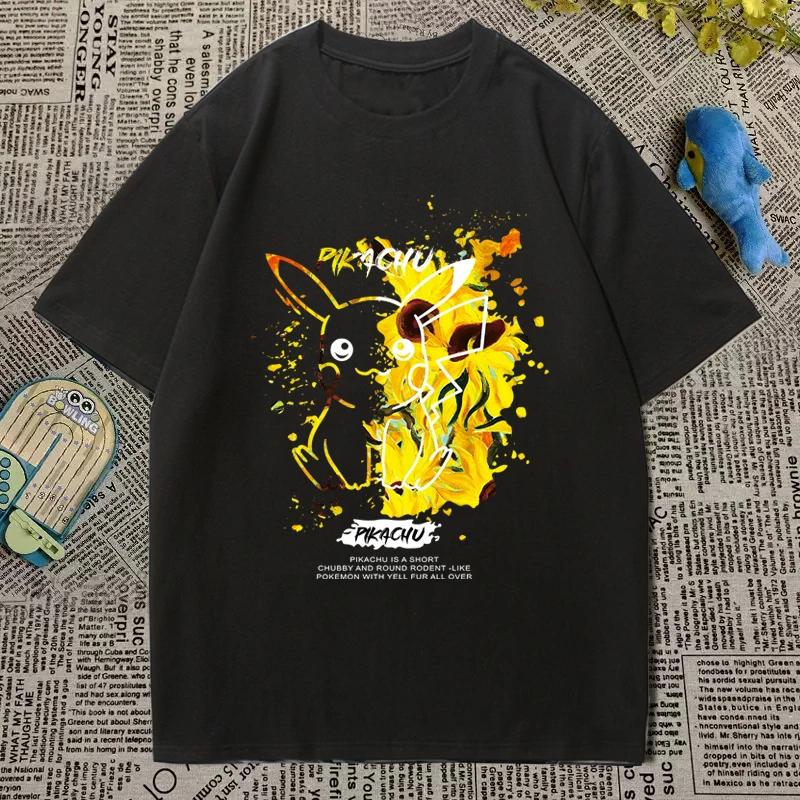 Pokémon Tshirt Mens and Womens Printed Short Sleeve Anime Cartoon Geng Gui Childrens Clothing Student Peripheral Summer
