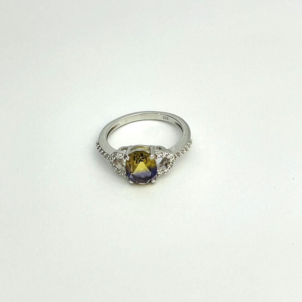 Silver Ring with Nano Ametrine 1.911ct, Cubic Zirkonia (2111061) 2.62 Gr. 925 Samples