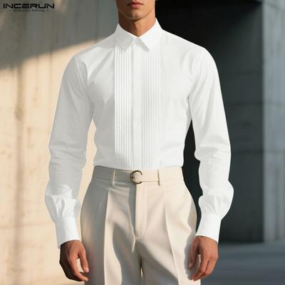Chemises Décontractées Homme à Revers Manches Longues Boutonnées à Volants