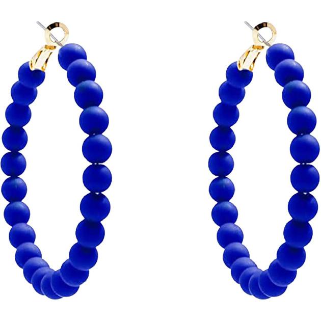 Colorful Vintage Large Circle Hoop Earrings for Women 80s 90s Neon Acrylic Round Beads Earring Minimalist Geometric Party Jewelry