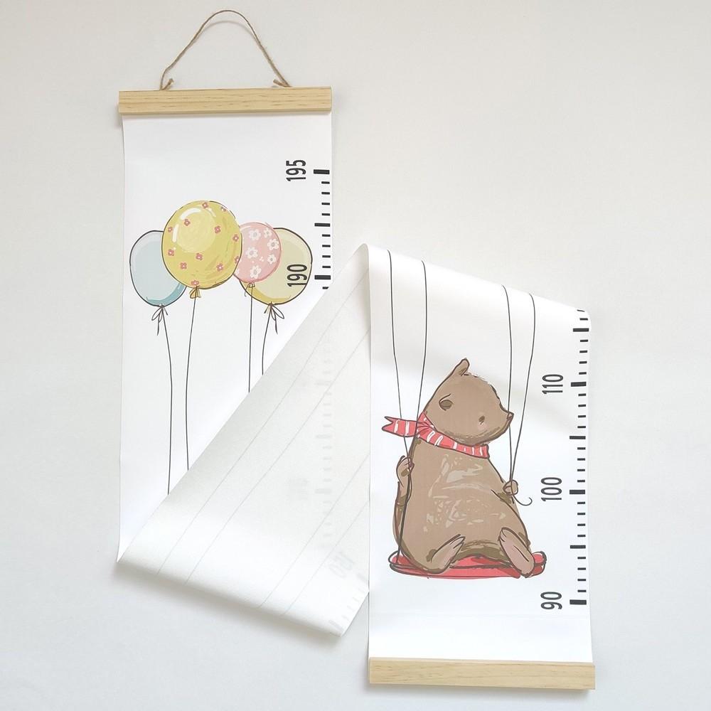2M Höhe Kinderwachstumstabelle Wandbehang Cartoonmuster Größentabelle Wachstumslineal Abnehmbares Höhenmesslineal