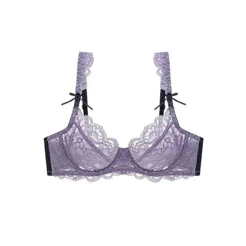 Damen Sommer Ultra Dünnes Modell Reines Verlangen Sexy Spitze Transparent Kleiner Busen Rafft Um Große Unterwäsche Zu Zeigen