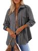 2024 Women's Autumn & Winter Loose Lapel Pocket Button Coat - Solid Color, Long Sleeve