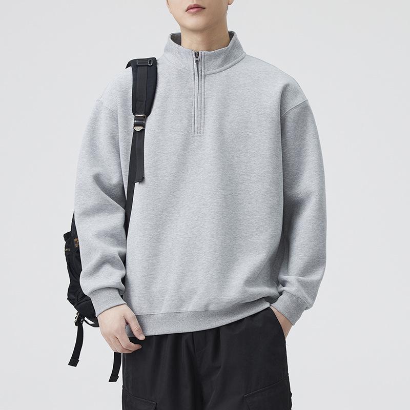 Men's Heavyweight Half-Zip Fleece Hoodie - 2025 American Style, Thickened Loose Fit, Trendy Casual Outerwear