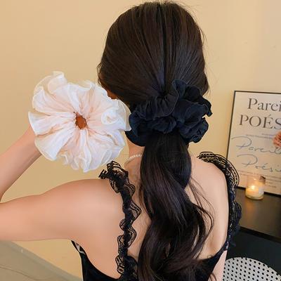 Fabric Mesh Lace Double-layer Large Intestine Hair Band Simple Fashion Head Flower Versatile Head Accessories Hair Accessories