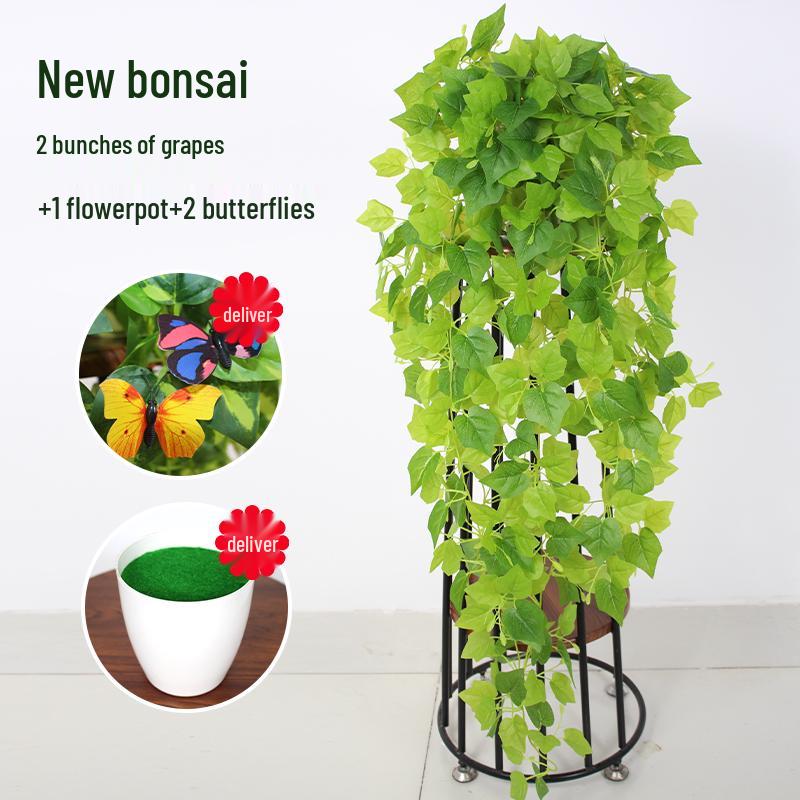 Artificial Pothos & Spider Plant Rattan Vine Wall Hanging for Indoor/Outdoor Decor