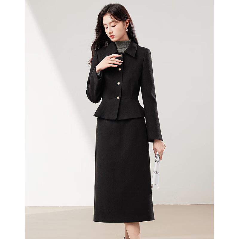 Likewater Nianhua Women's Elegant Long-Sleeve Jacket and Midi Skirt Set