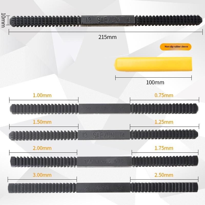 Thread Repair File Metric Thread Restoration Repair File Cleans Damaged Threads 0.75-3 Mm Pitch Metal Hardware DIY Hand Tools