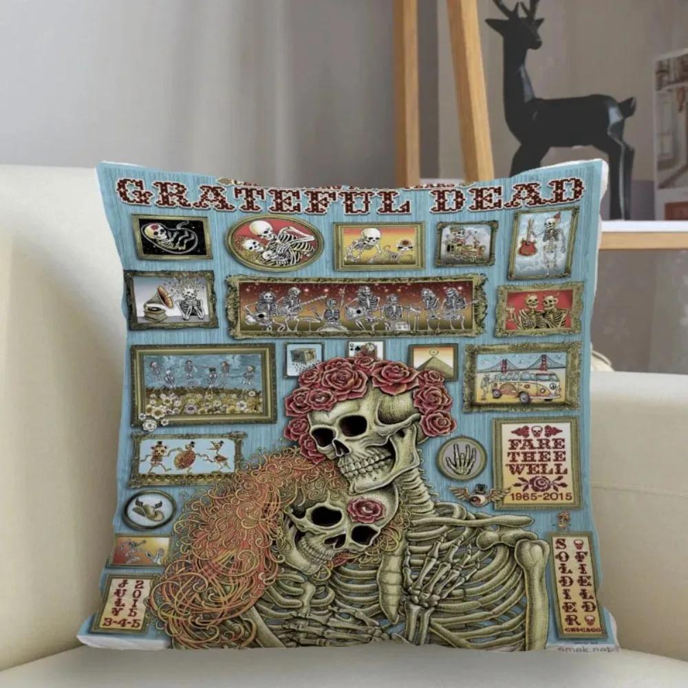 Poszewka na poduszkę Grateful Dead Dekoracja domu 45x45cm Zapinana na zamek kwadratowa poszewka na poduszkę Poszewka na poduszkę do rzucania