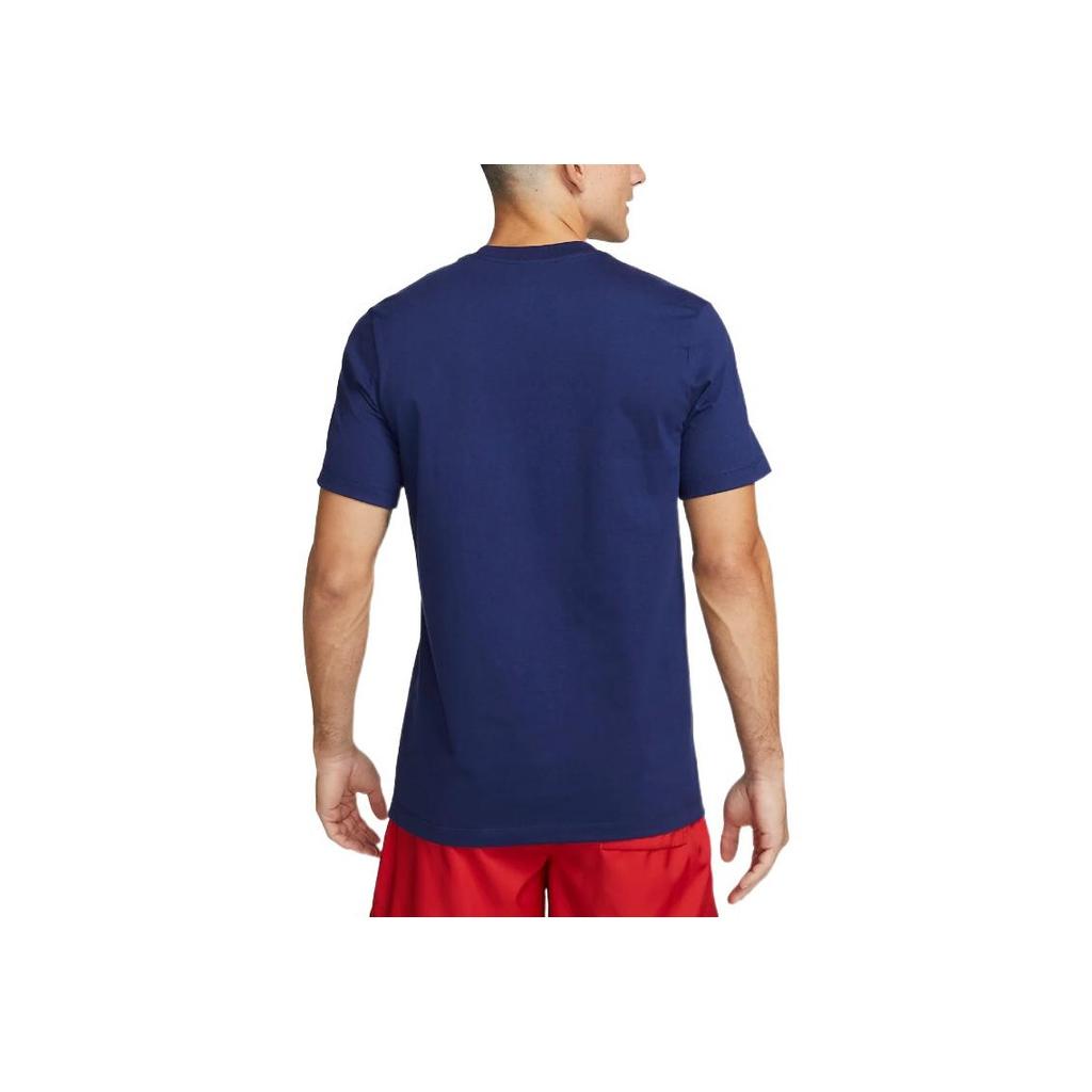 Nike Alphabet Logo Print Crew Neck T-Shirt Men Tops Dark-Blue DX4194-421