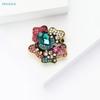 Korea Style Alloy Rhinestone Flower Brooch-Vintage Statement Pin For Women Clothing Coat Party Accessries Gifts