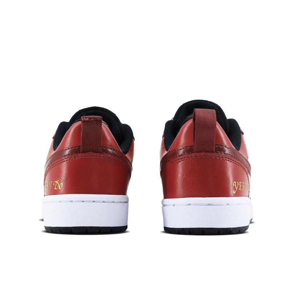 Nike Court Borough Slip Resistant Abrasion Resistant Low Top Skateboard Shoes GS Wedding Red BQ5448-115(Team349-S-BOX)