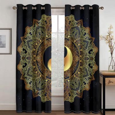 Tende Luna Mandala Oro Lussuose Boho Tende per Finestre 2 Pannelli Eleganti Soggiorno Camera da Letto Decorazione Casa