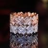 Huitan New Design Round Rectangular Stone Oblique Arrangement Women Ring Fashion Wedding Engage Party Simple Ring High Quality