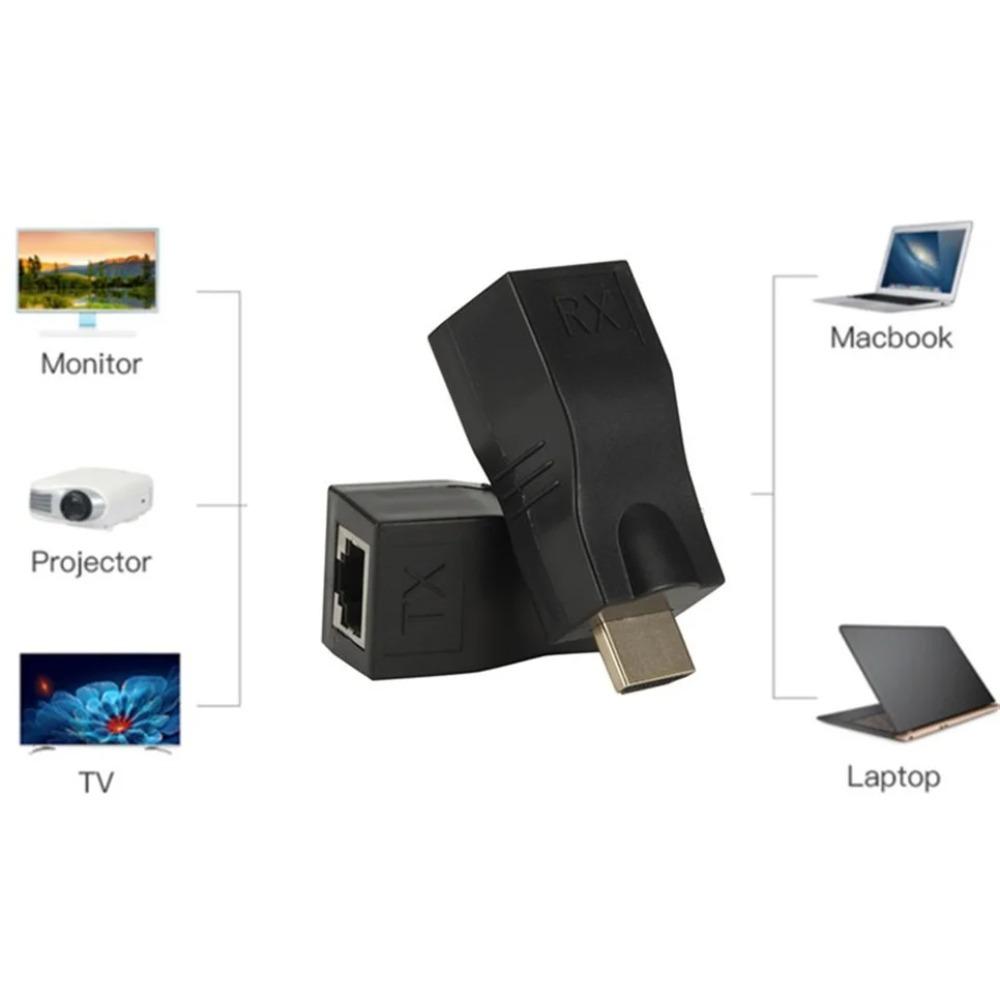 4K HDMI-compatible Extender Extension up to 30m Over CAT5e / 6 UTP LAN Ethernet Cable RJ45 Ports LAN Network