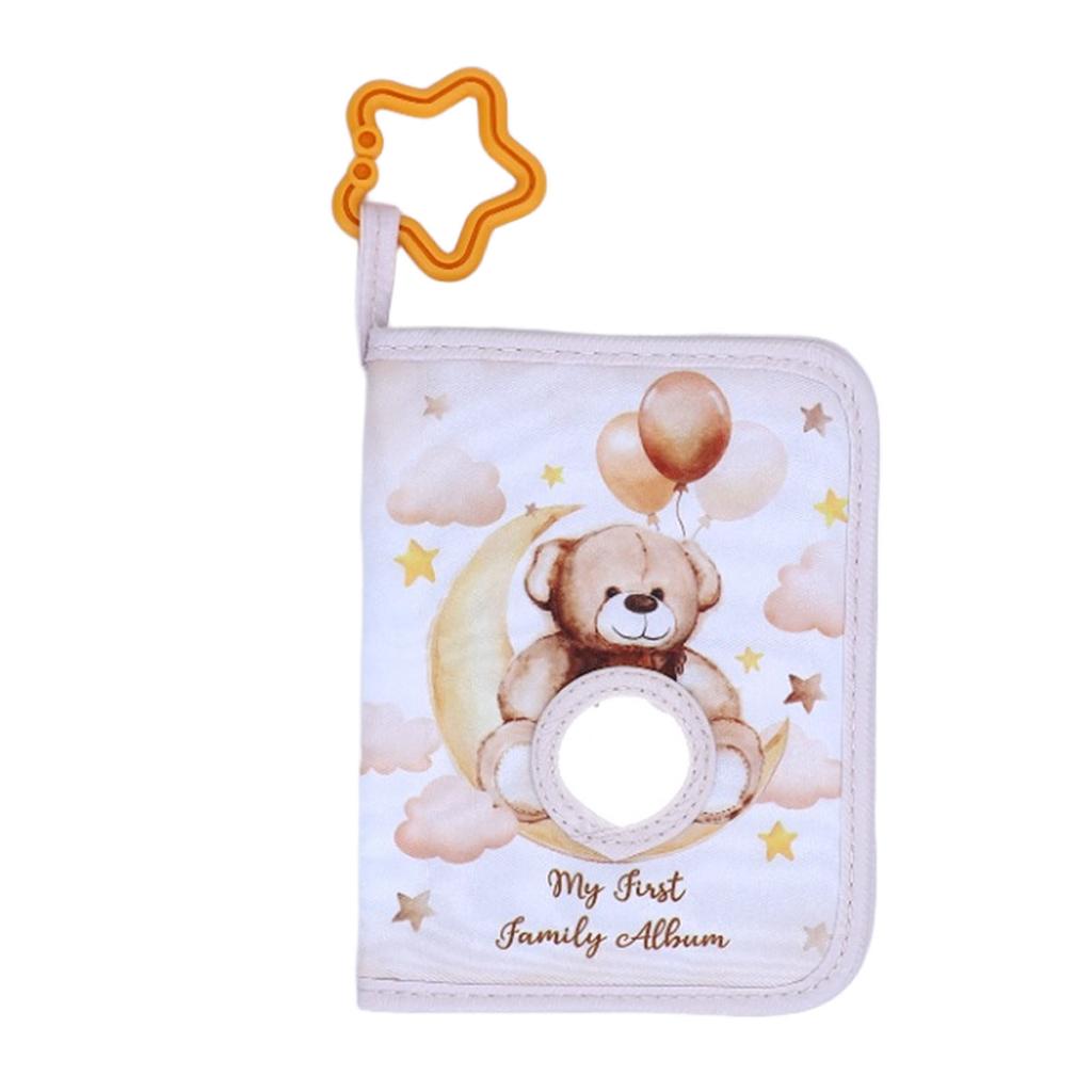 My First Family Album Soft Photo Cloth Book for Newborn Toddlers Hold 17 Photos Brown Bear Family Album Picture Book