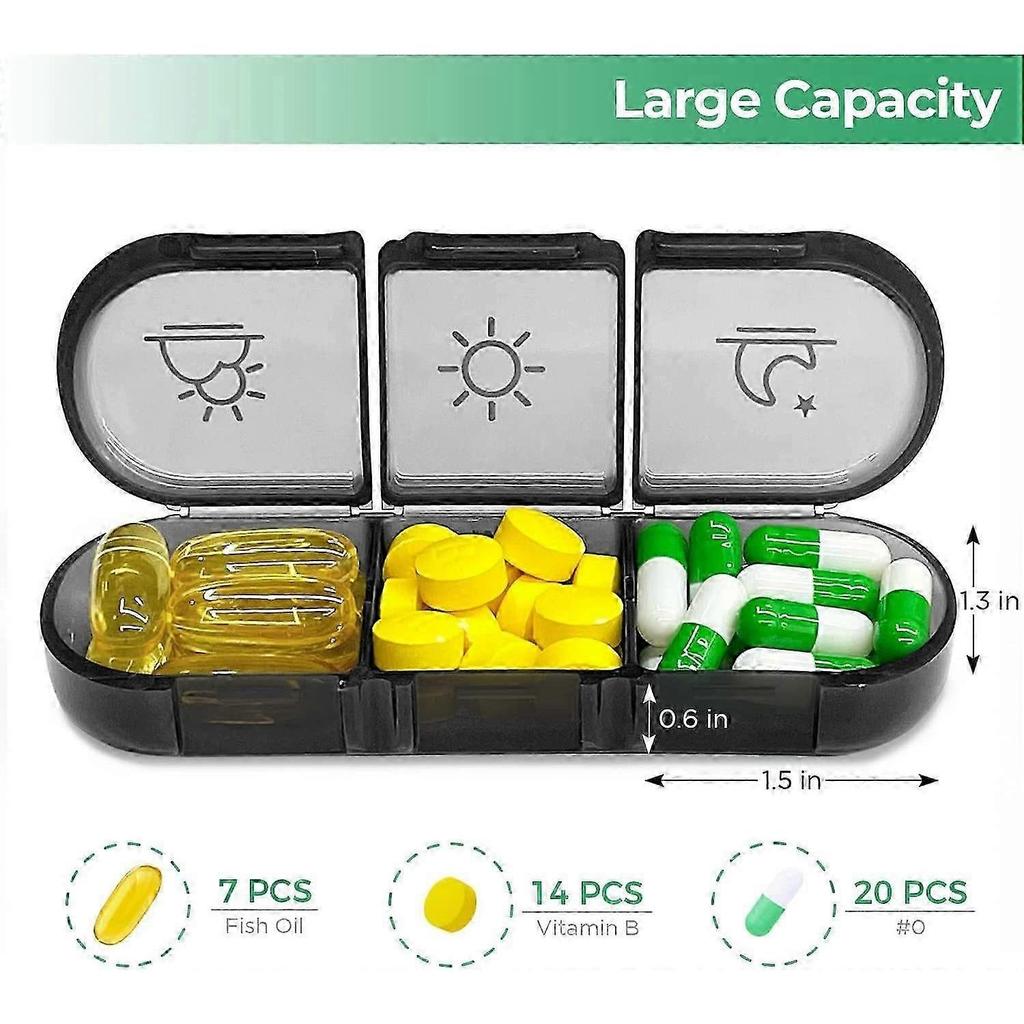 Weekly Pill Organizer 3 Times a Day, Portable Travel Pill Box 7 Day with Large Pill Containers, Light-Proof Pill Case