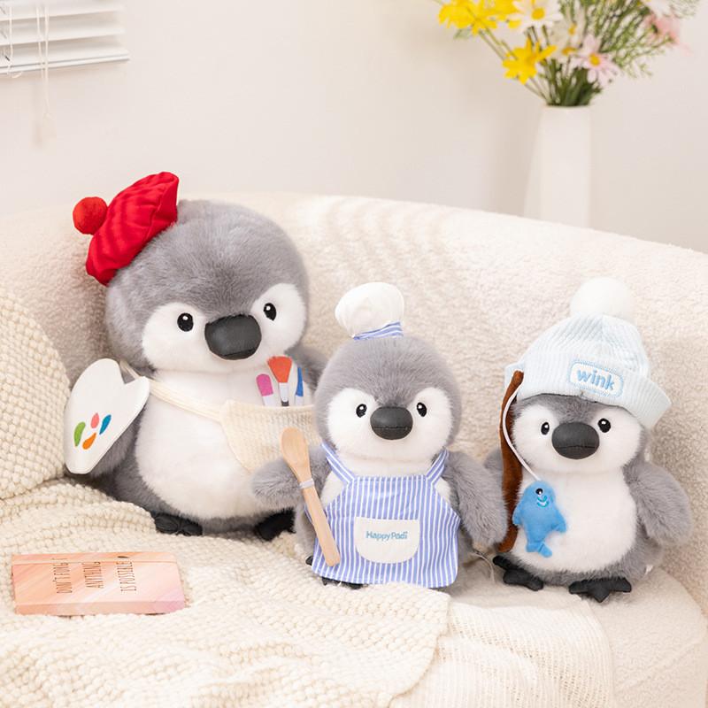 Stuffed Cute Penguin Animal Ornament With Chef Painter And Fisherman Styles