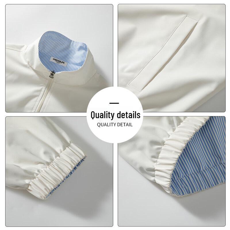 CHOCOOLATE Women's Striped Reversible Stand-Collar Jacket