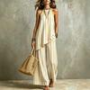 2026 Cross-border European Beautiful Women Summer New Striped Sleeveless Asymmetrical Hem Top Drape Casual Pants Two-piece Set