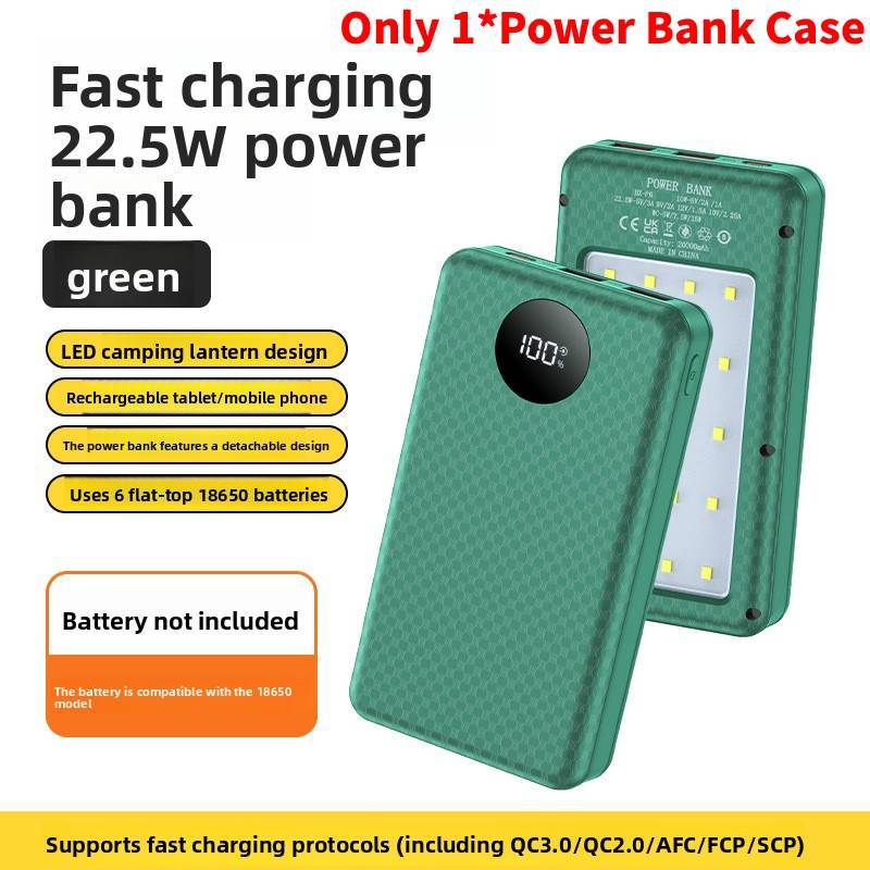 Portable Battery Case With Wireless Charging And Camping Light For Outdoor Use