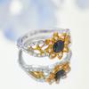 Huajie Women's Two Tone Sun Flower Shape Rings New Ring Inlaid Brilliant Zirconia Delicate  Female  Fashion Tide