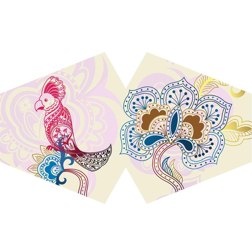 Cloth Face Mask Adult With Filter Mandala Parrot