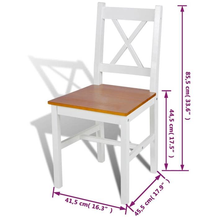 4 Pcs Dining Chair In White and Natural Wood 241513