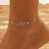 New Summer Beach Chain Anklet For Women Vintage Double Layer Heart Pearl Starfish Zircon Shell Boho Beaded Foot Chain Jewelry