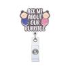 Glitter Acrylic Easy To Pull Badge Telescopic Buckle 360° Rotation Retractable Doctor Nurse Badge Reel Bottle Id Card Holder
