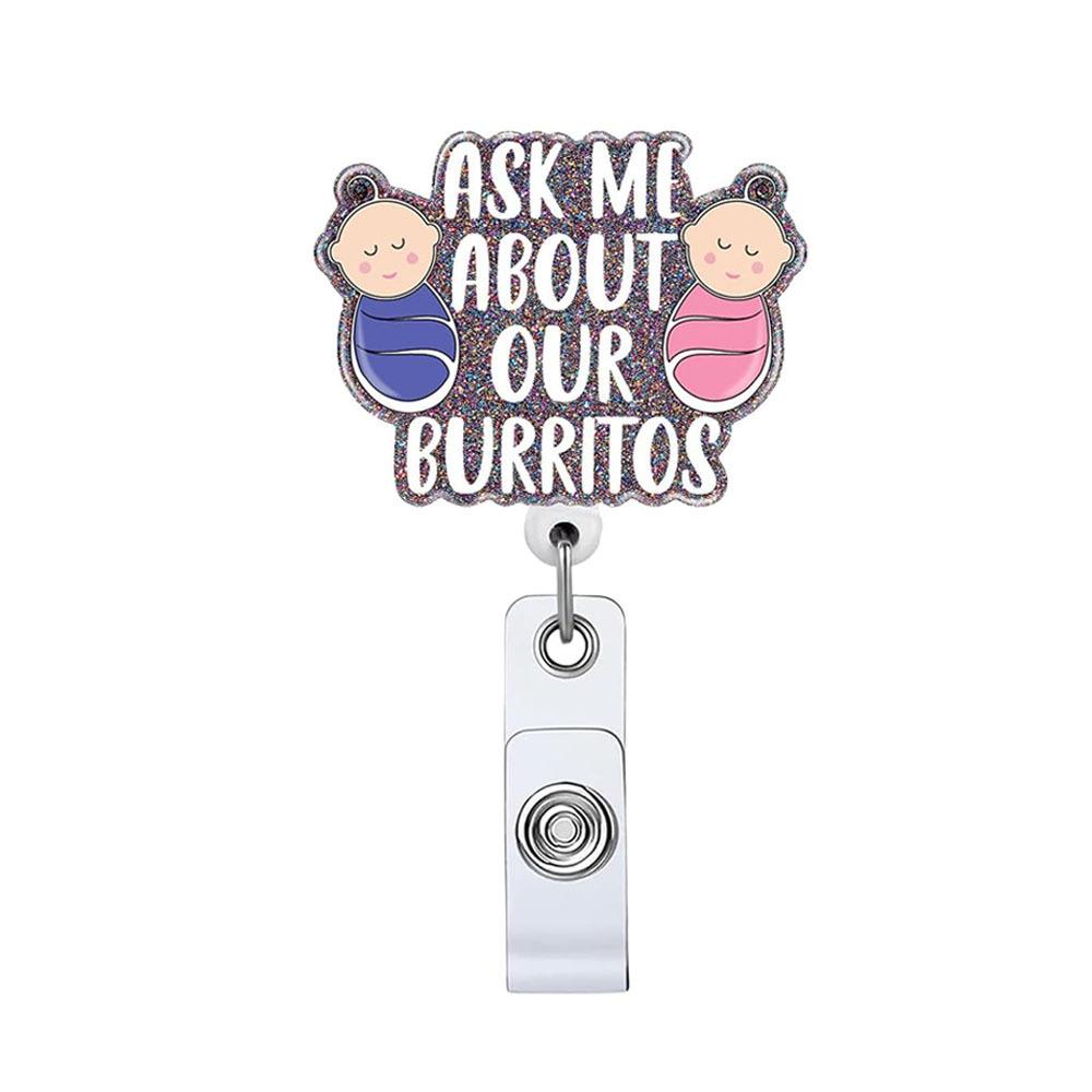 Glitter Acrylic Retractable Nurse Badge Reel Shiny Medicine Nurse Doctor Hospital ID Name Badge Card Holder Brooches Keychains