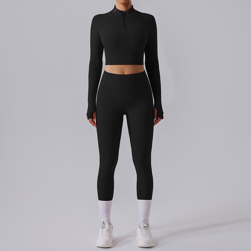 Yoga Clothes Long-Sleeve Suit Women's Quick-Drying Slim Fit Thin and Breathable Fitness Pants Stretch Tight Fashion Sexy Top