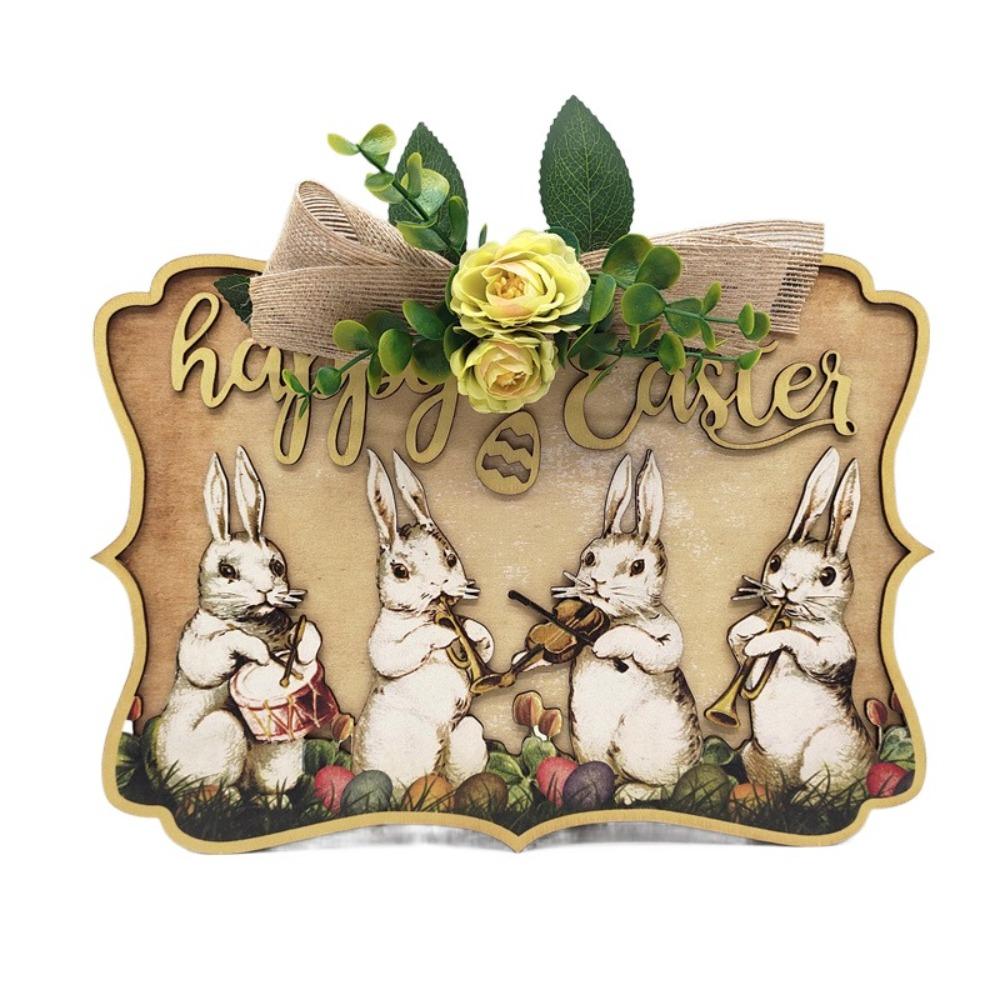 Wooden Easter Decoration Hanging Creative Wall Hanging Pendant Door Hanging  Background Layout