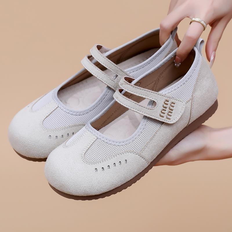 New Shoes Women's Casual Fashion Versatile Double Buckle Velcro Non-slip Wear Comfortable Breathable Women's Single Shoes