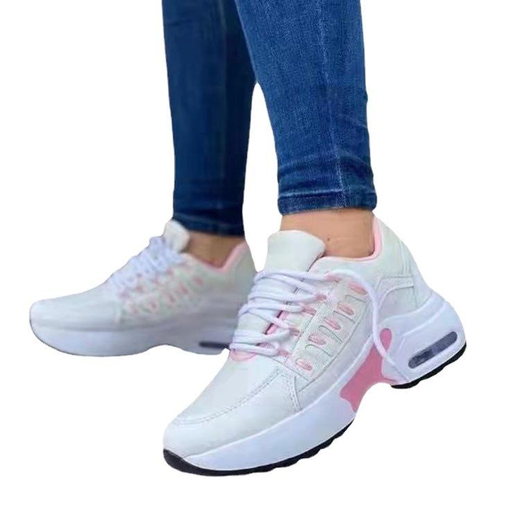 Autumn and Summer New Sports and Leisure Running Shoes  European and American Thick-soled Low-top Lace-up Large-size  Shoes