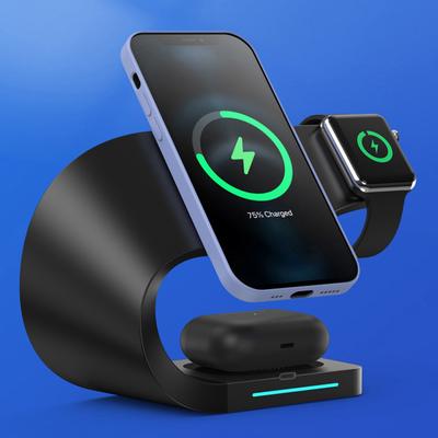 Magnetyczna bezprzewodowa ładowarka 3 w 1 stacja ładująca do ładowarek indukcyjnych Apple Magsafe Iwatch Airpod Iphone 12 13 14 Pro Max 15 W