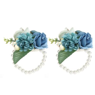 2Pcs Bag Bridesmaid Wrist Flower Artificial Hand Flower for Wedding Anniversary Cocktail Party