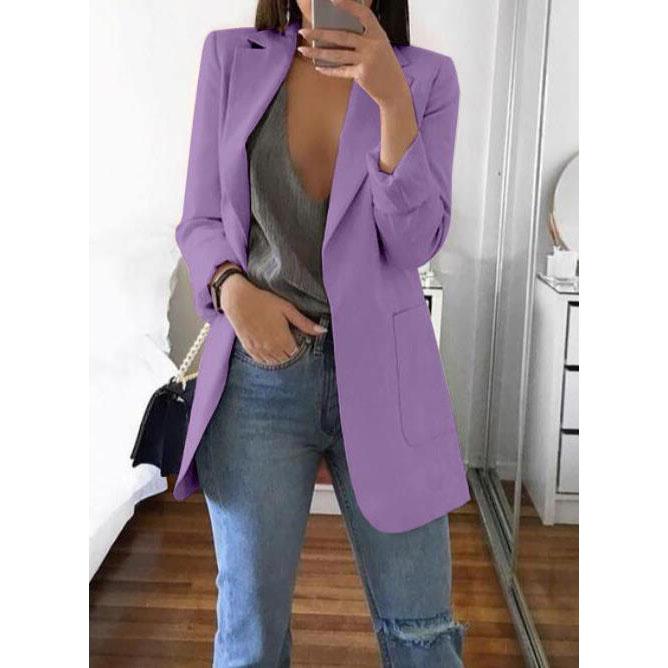 Fashion Casual Suit Polo Neck Slim Fit Cardigan Temperament Women's  Coat Spring and Autumn