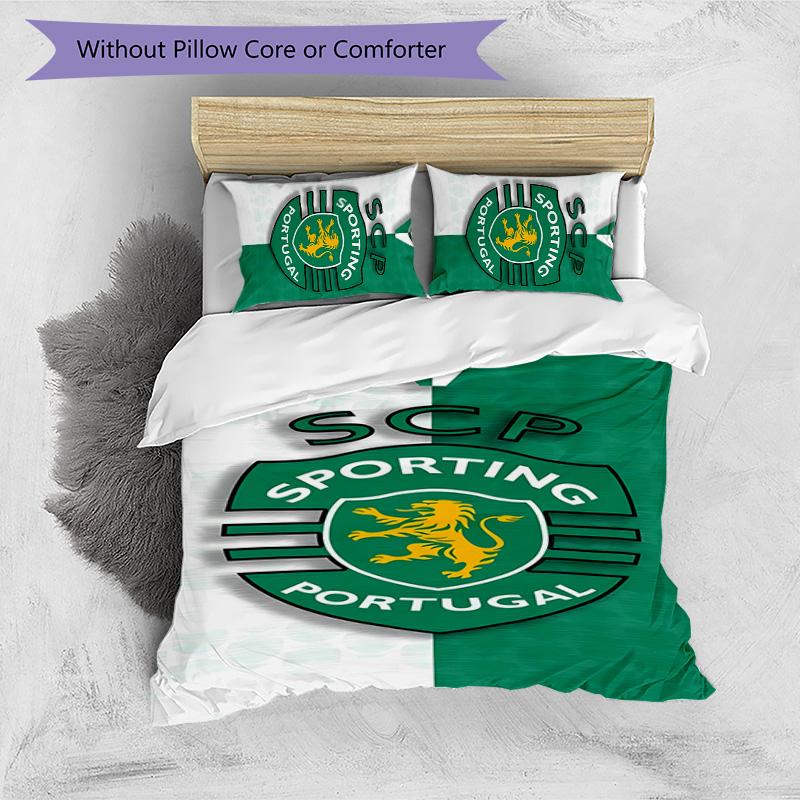 3pcs Sporting CP logo pattern bedding set duvet cover set includes duvet cover &pillowcases,perfect all season bedroom decoration&gift