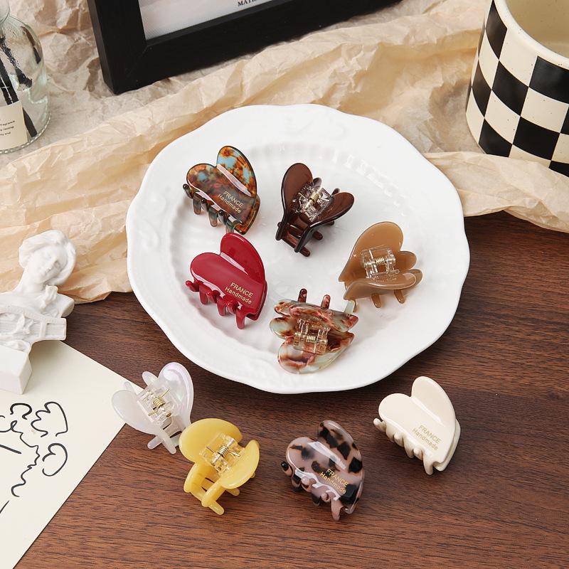 French Heart Hairpin: Chic Acetic Acid Half-Tied Clip, Stylish Shark Design for Women