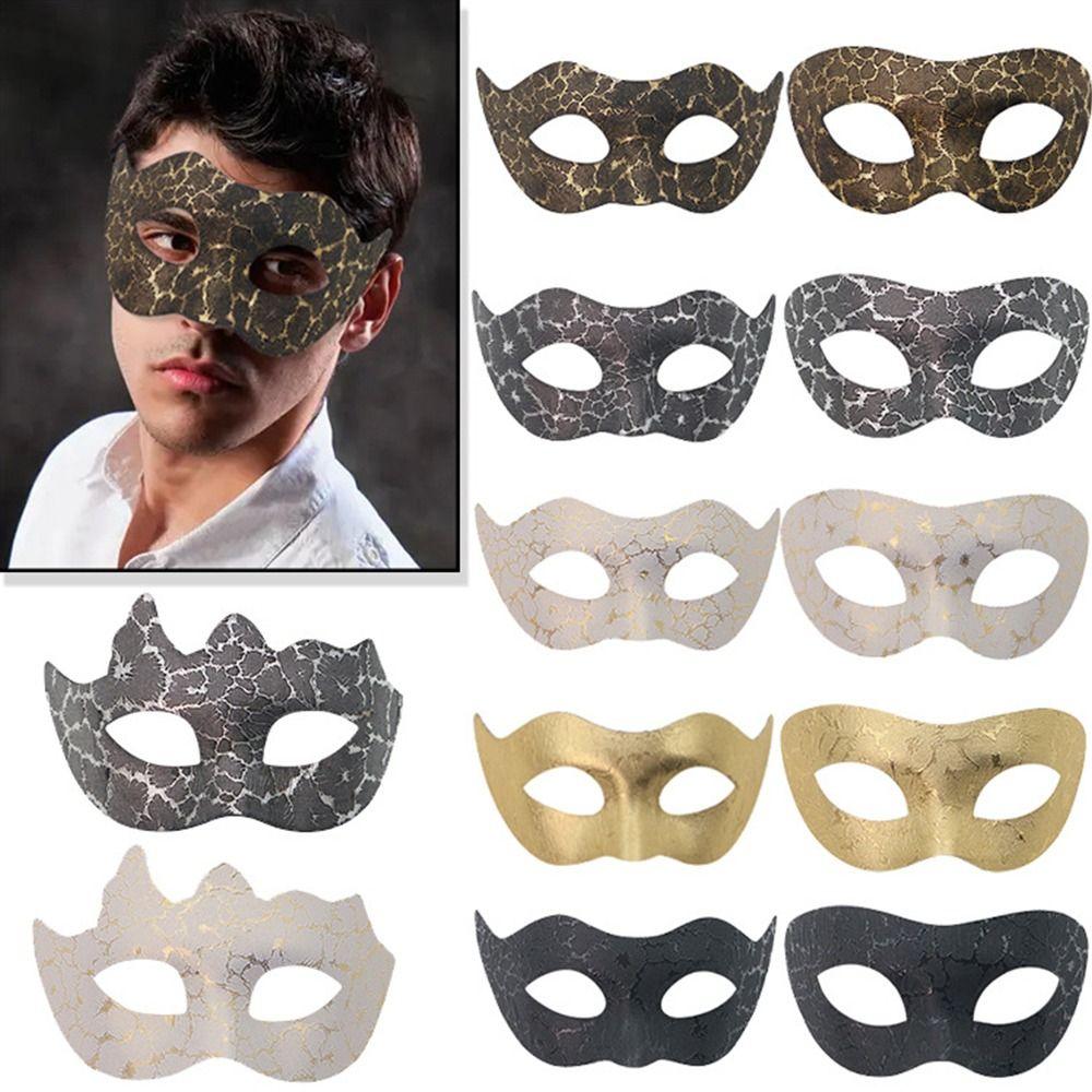 Vintage Plastic Masquerade Masks Crack Pattern Party Decoration Mardi Gras Masks 3 Styles Half Face Mask Festival Costume Party