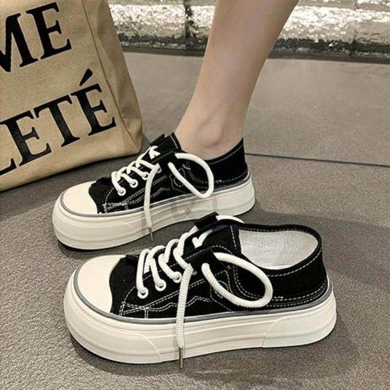 New In High Quality Lace Up Women's Canvas Shoes Stylish Trends 2025 Casual Offers Original Designer Luxury 39 Ladies Footwear