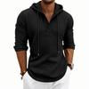 Men's Daily Loose Casual Retro Hooded Henley Long Sleeve T-shirt