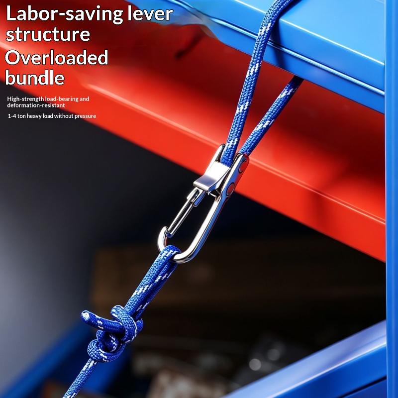 Rope Tying Tool And Tensioner With Roller Tensioner, Heavy-Duty Retractable Buckle With Accessory Rope, Suitable For Camping