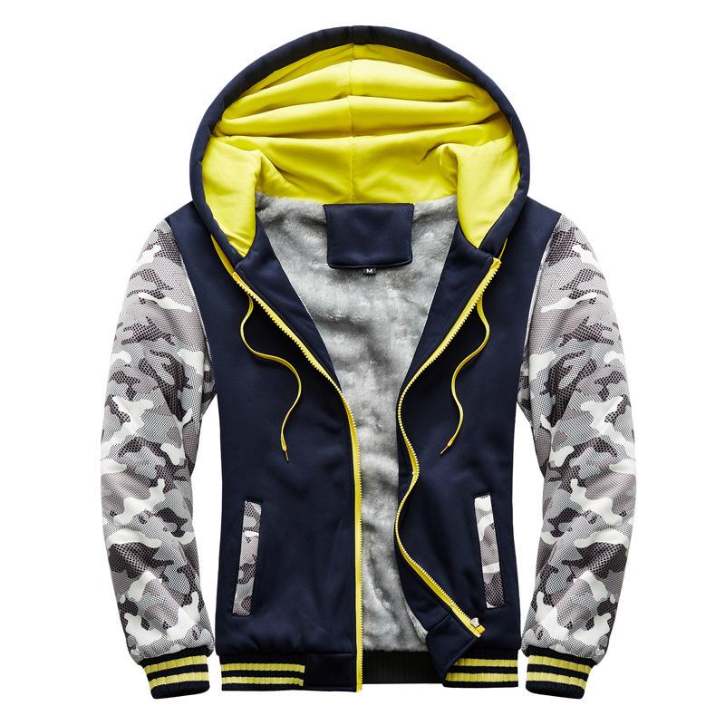 Mens Sweatshirt Hooded Autumn and Winter Men's Baseball Clothing Padded and Thickened Men's Jacket Warmth