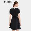 PORTS Color-Block Round Neck Cinched Waist A-Line Dress