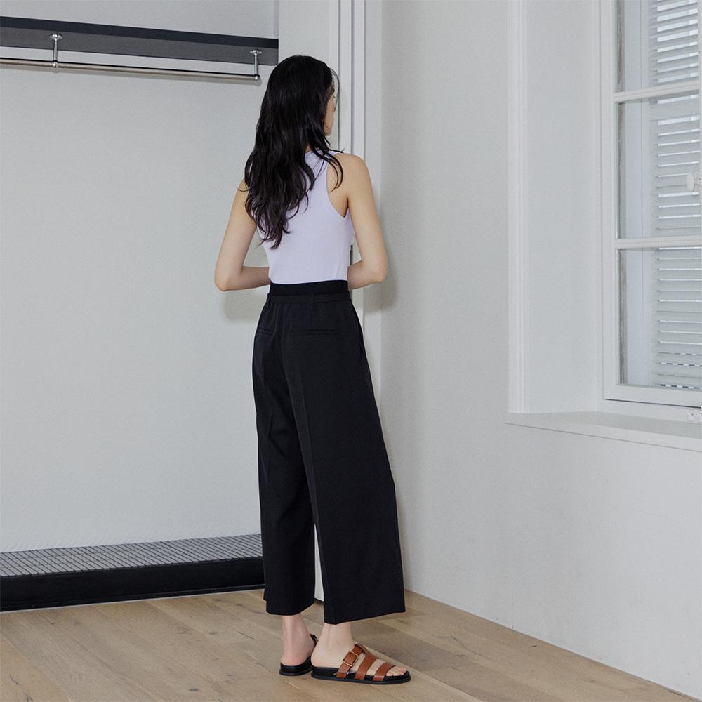 LAP Elastic Waistband Belted Pants Set Ar2Wp563