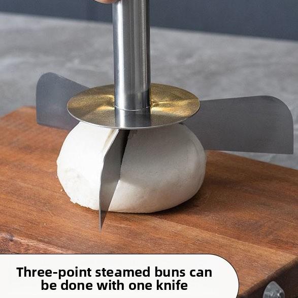 Stainless Steel Triple-Cut Steamed Bun Mold Cutter for Jujube Flower Buns DIY Pastry Tool---