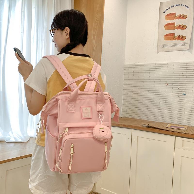 Solid Color Student School Bag Girls Backpack Student Travel Backpack